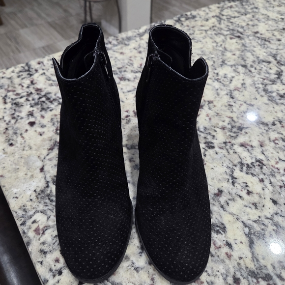 Susina Shoes - Susina Black Suede Perforated Ankle Boots